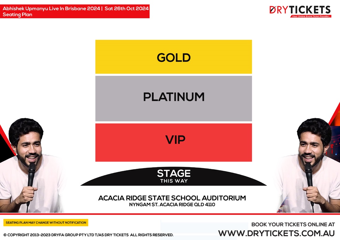 Abhishek Upmanyu Live In Brisbane 2nd Show 2024 Seating Map