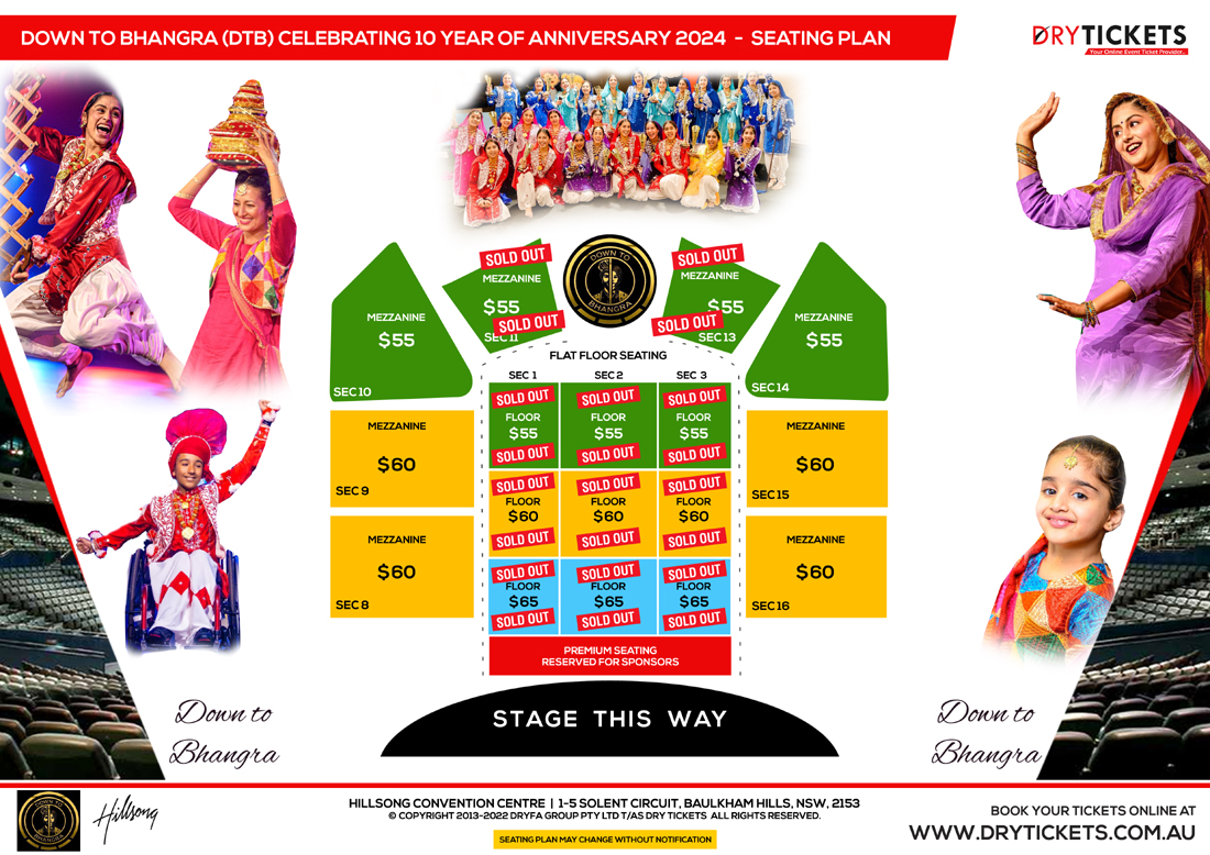 Down to Bhangra (DTB) Celebrating 10 Year of Anniversary In Sydney 2024 Seating Map