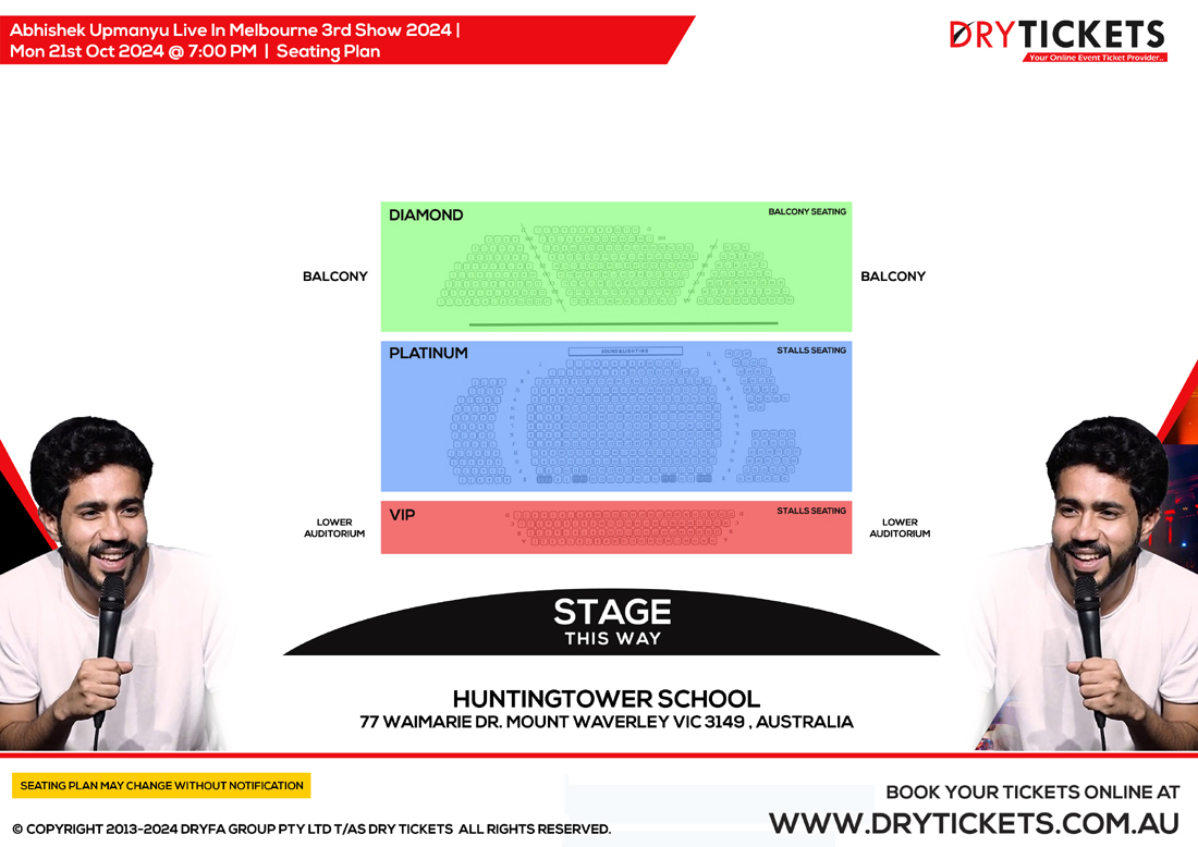 Abhishek Upmanyu Live In Melbourne 3rd Show 2024 Seating Map