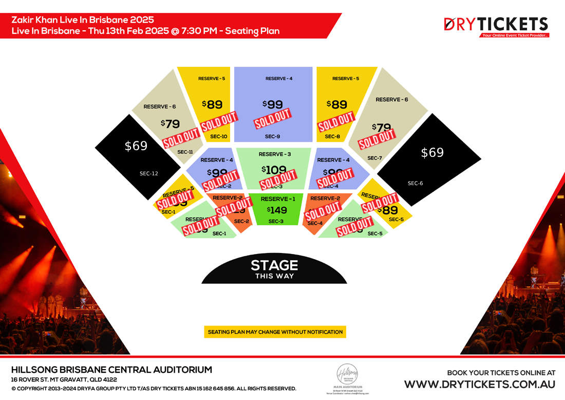 Zakir Khan Live In Brisbane 2025 Seating Map