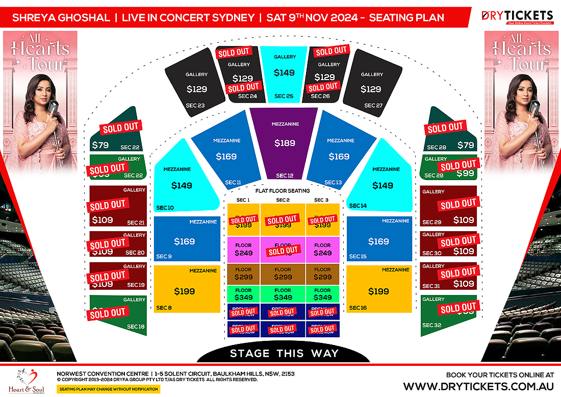 Shreya Ghoshal Live In Concert Sydney 2024 Seating Map