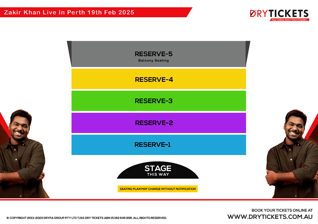 Zakir Khan Live In Perth 19th Feb 2025 Seating Map