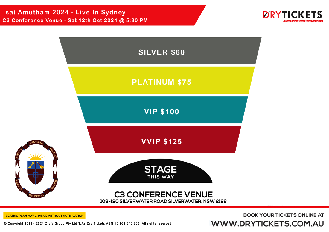 Isai Amutham 2024 - Live In Sydney Seating Map