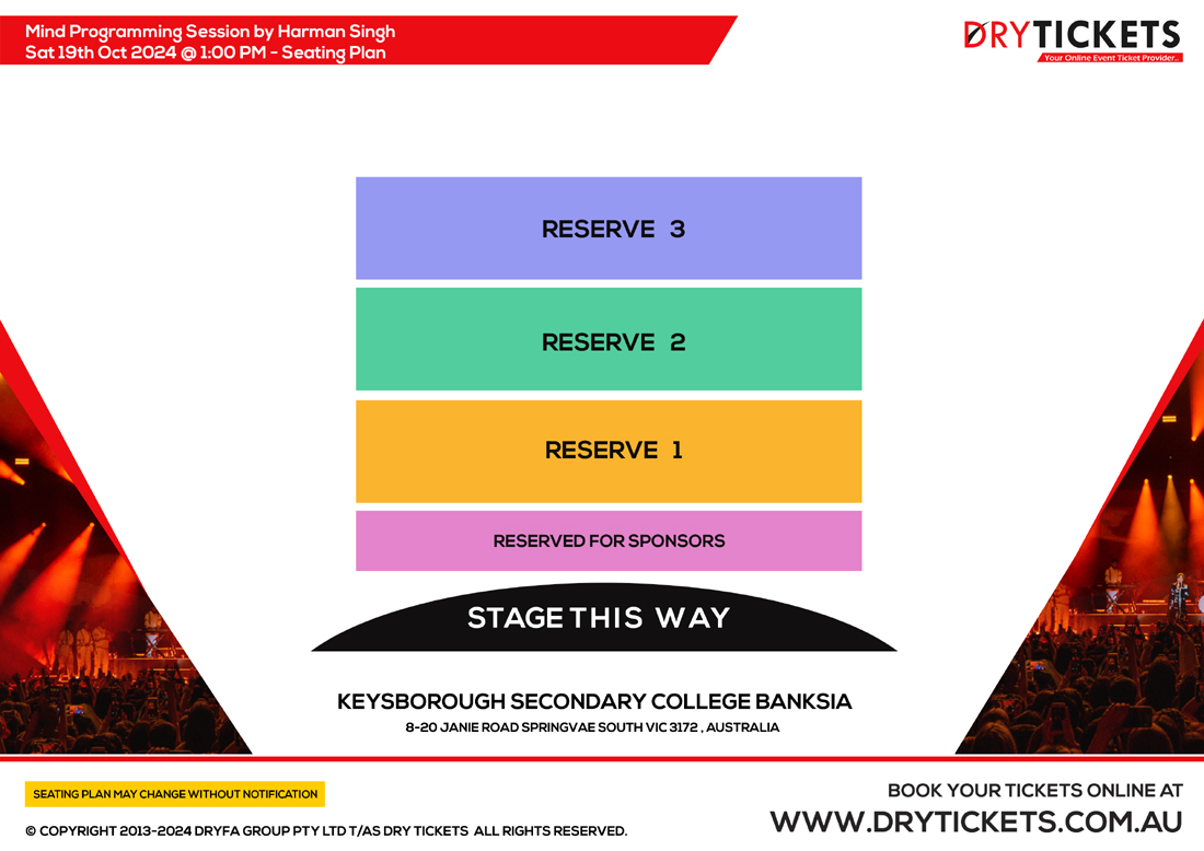 Mind Programming Session by Harman Singh Seating Map