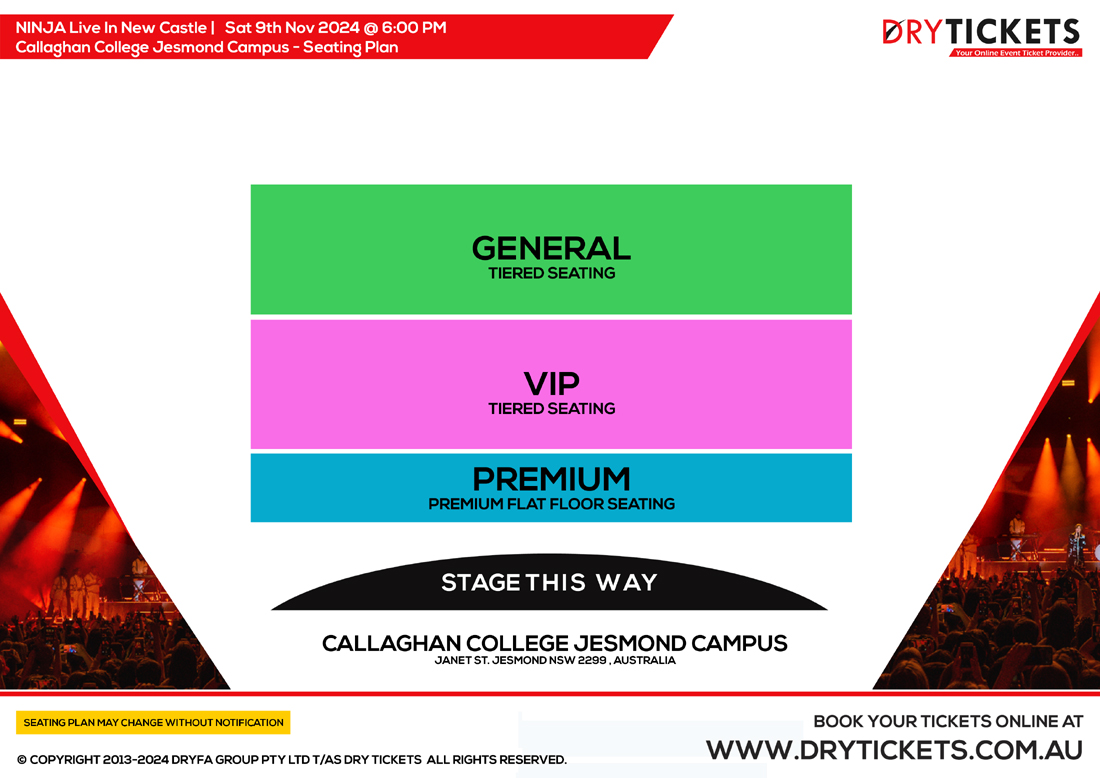 NINJA Live In New Castle Seating Map