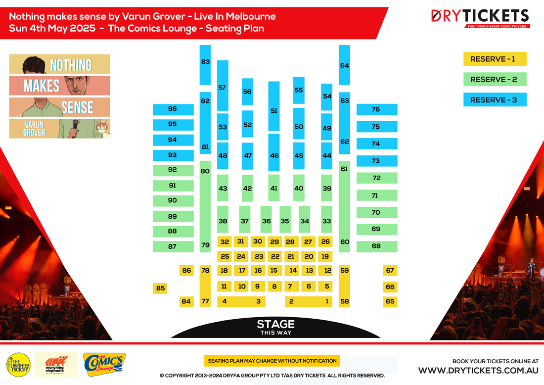 Nothing Makes Sense by Varun Grover In Melbourne 2025 Seating Map