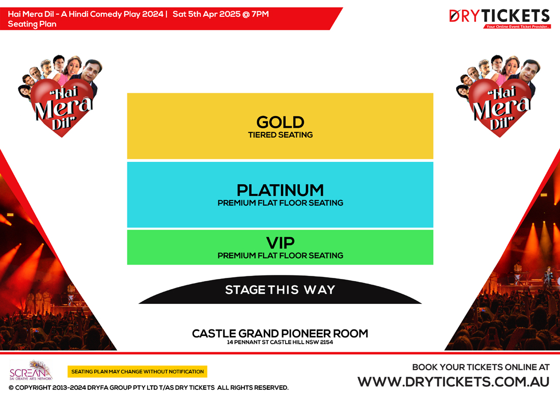 Hai Mera Dil - A Hindi Comedy Play In Sydney 2025 Seating Map