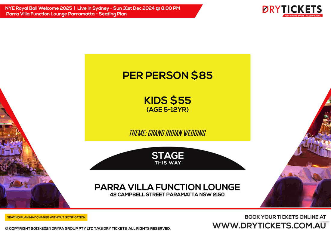 NYE ROYAL BALL WELCOME 2025 Seating Map