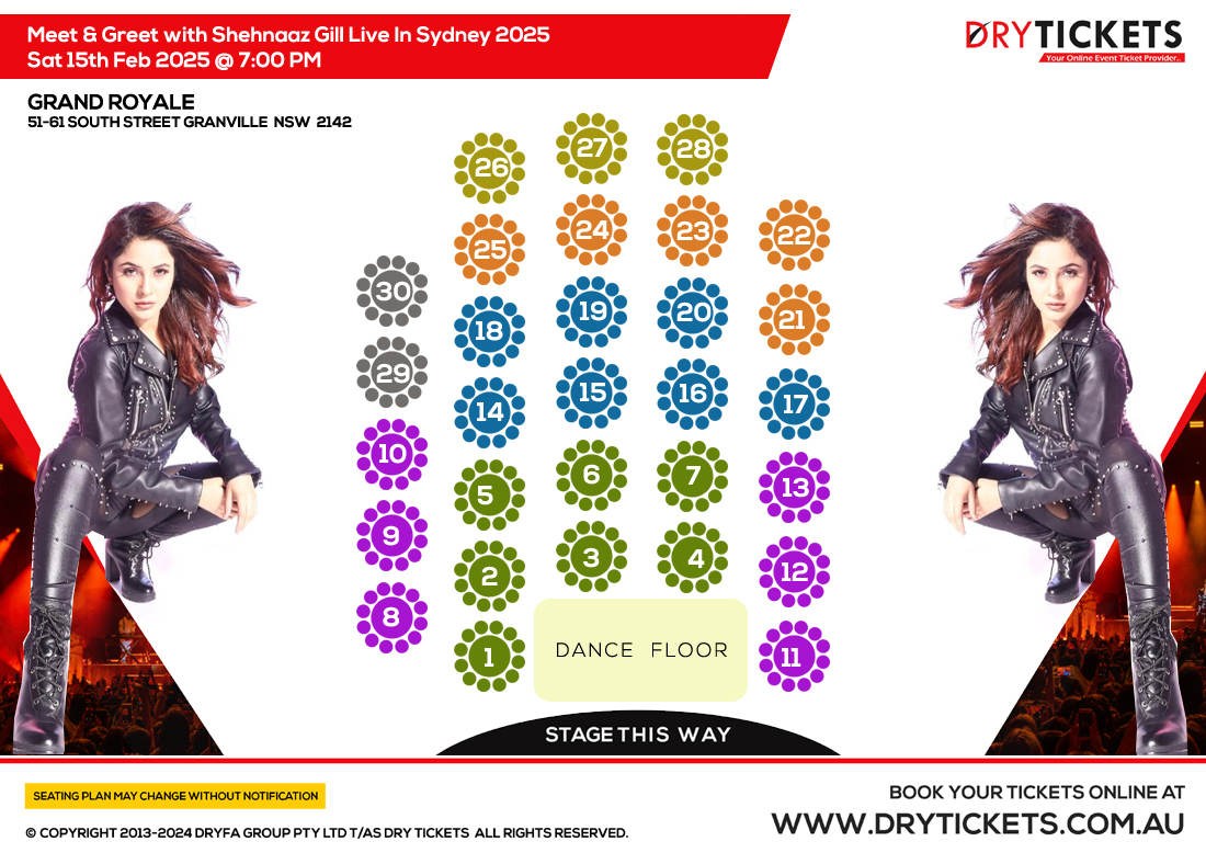 Meet & Greet with Shehnaaz Gill Live In Sydney 2025 Seating Map