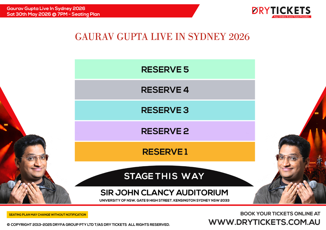 Gaurav Gupta Live In Sydney 2026 Seating Map