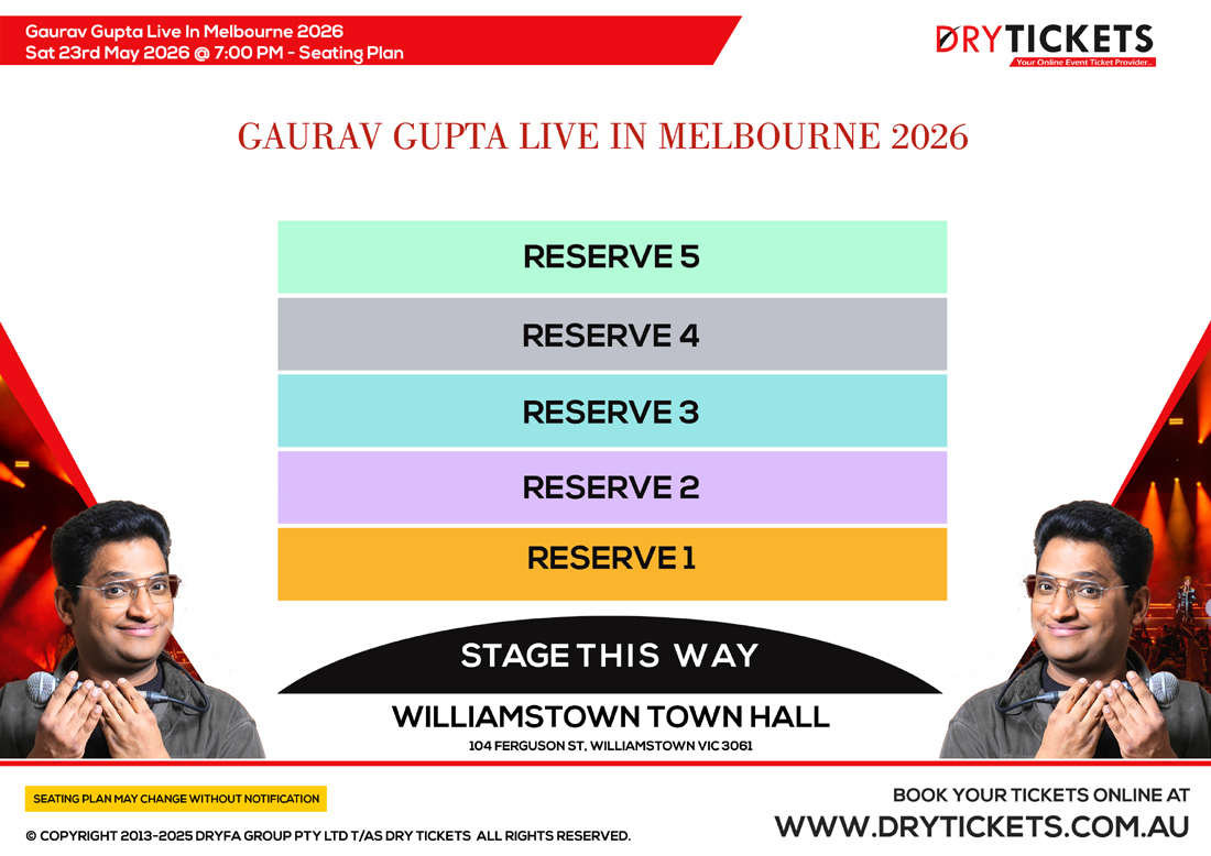 Gaurav Gupta Live In Melbourne 2026 Seating Map