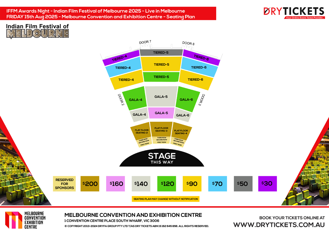 IFFM Awards Night 2025 Live In Melbourne Seating Map