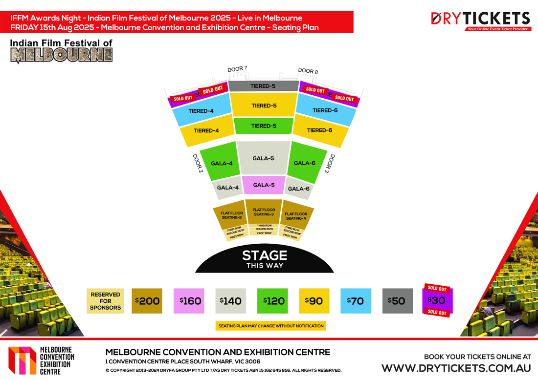 IFFM Awards Night 2025 Live In Melbourne Seating Map