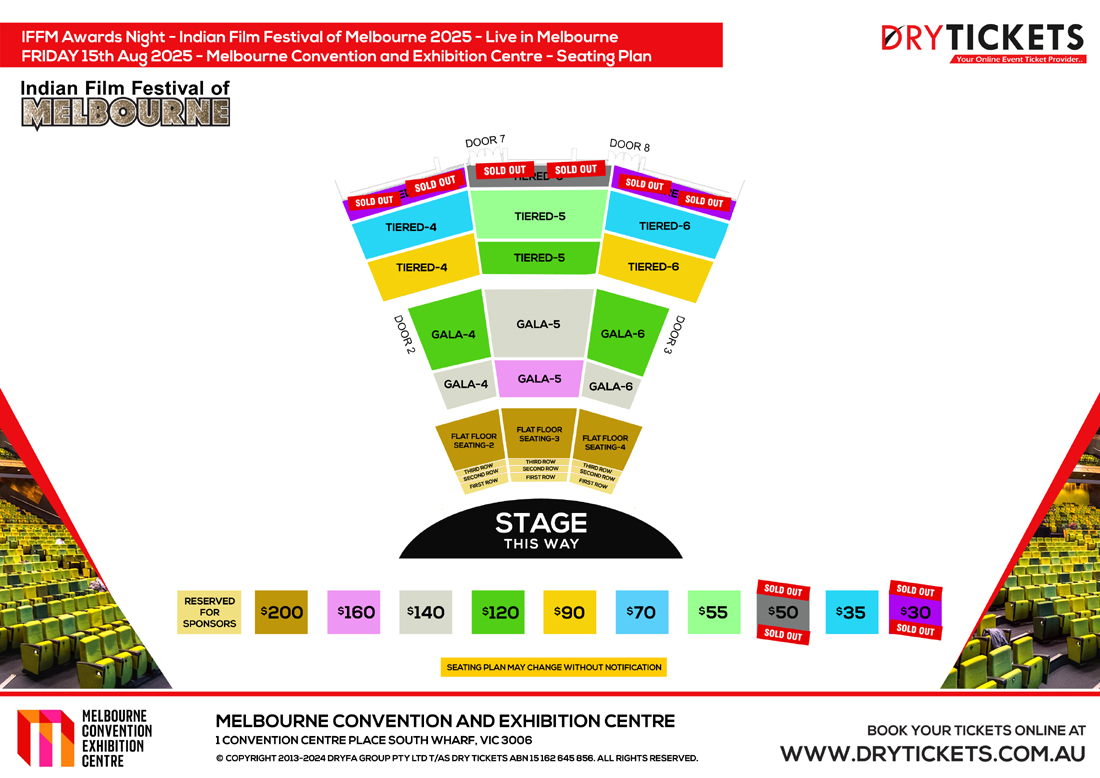 IFFM Awards Night 2025 Live In Melbourne Seating Map