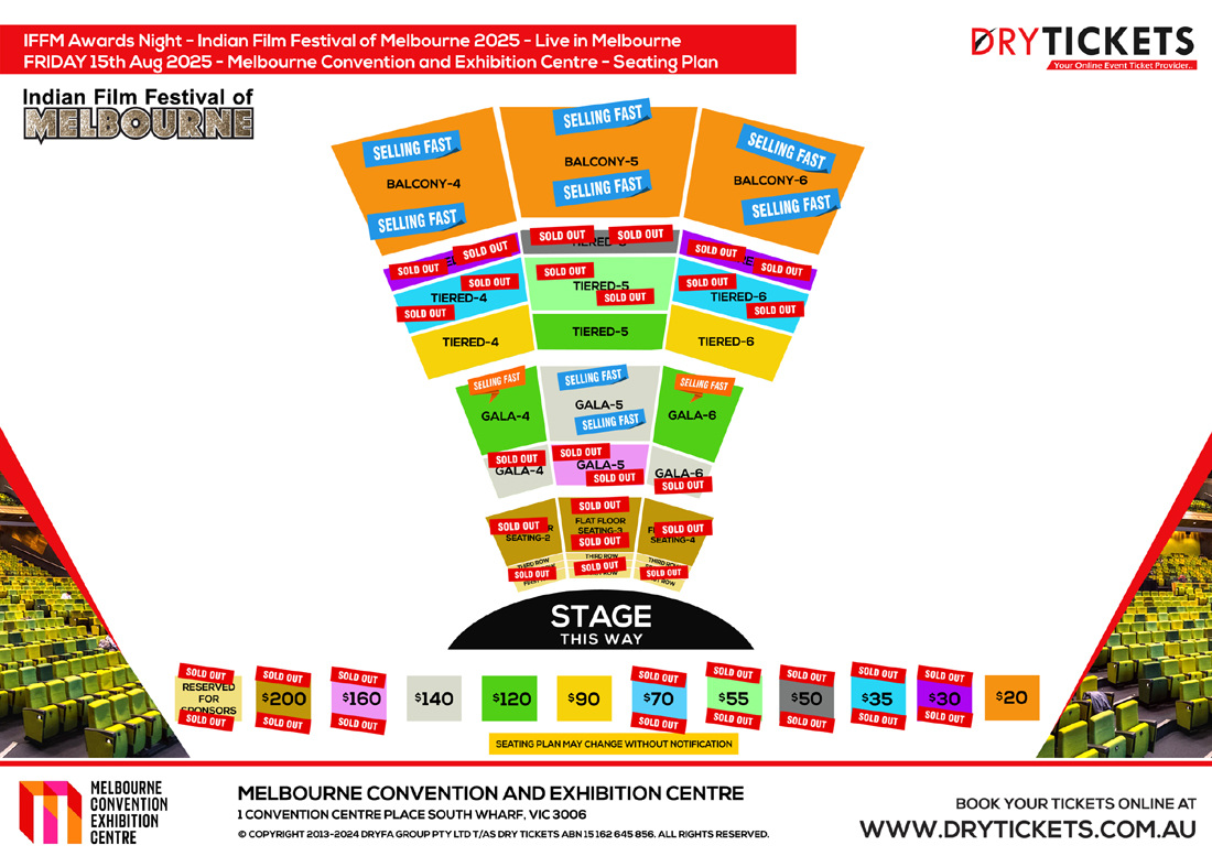 IFFM Awards Night 2025 Live In Melbourne Seating Map
