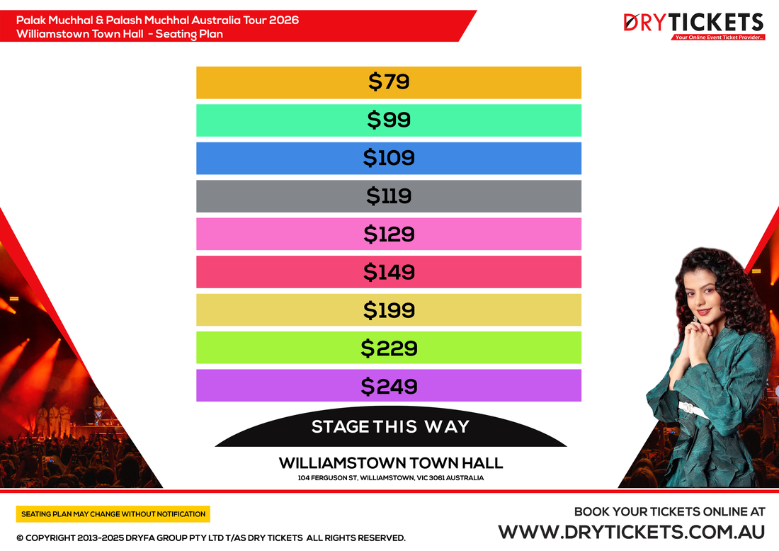 Palak Muchhal & Palash Muchhal Live In Grand Musical Concert In Melbourne 2026 Seating Map
