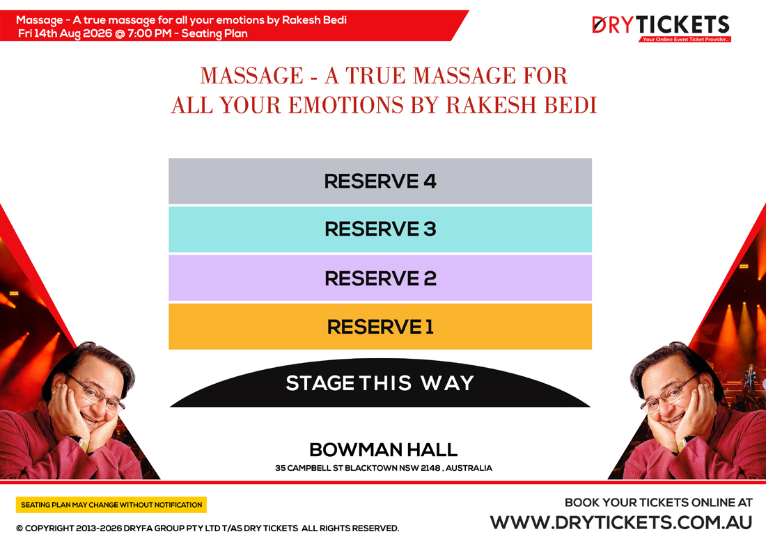 Massage - A true massage for all your emotions by Rakesh Bedi Seating Map