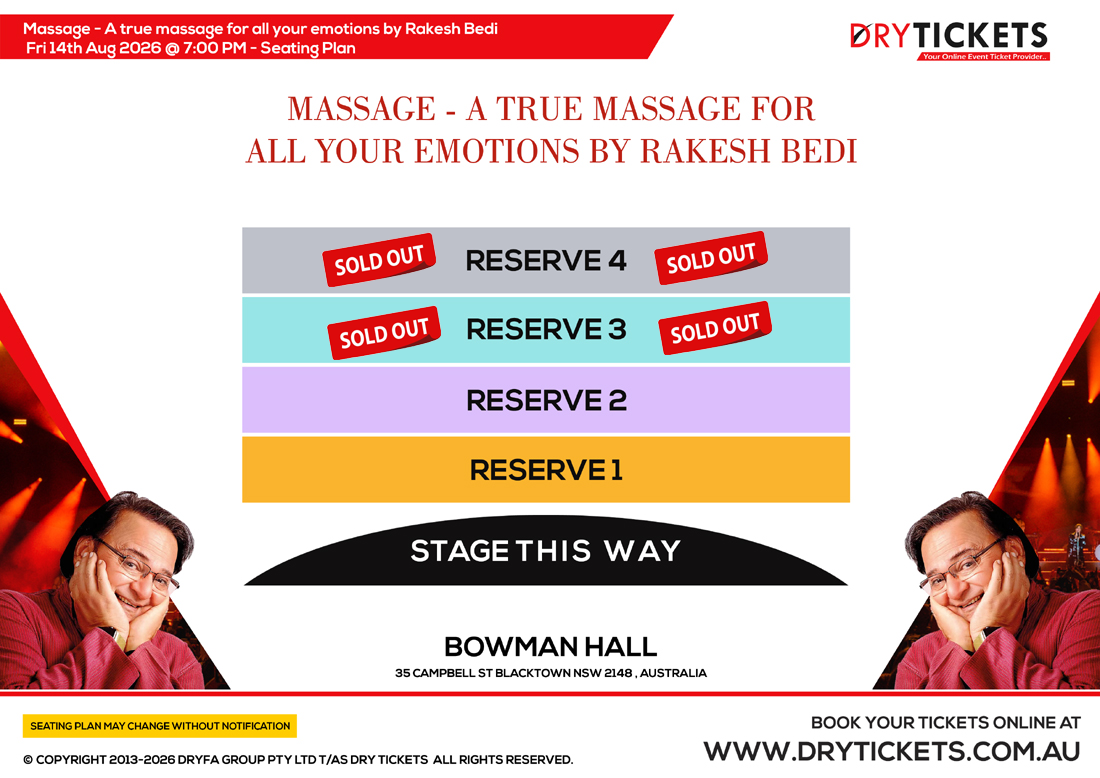 Massage - A true massage for all your emotions by Rakesh Bedi Seating Map