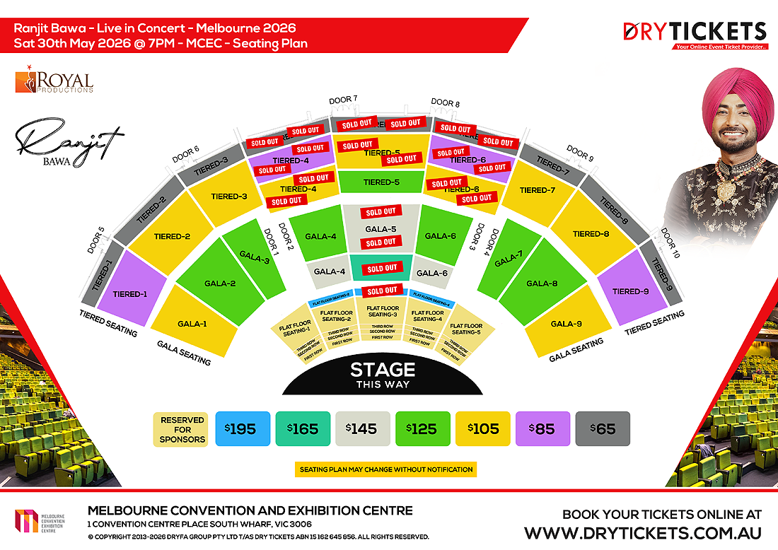 Ranjit Bawa Live In Melbourne 2026 Seating Map