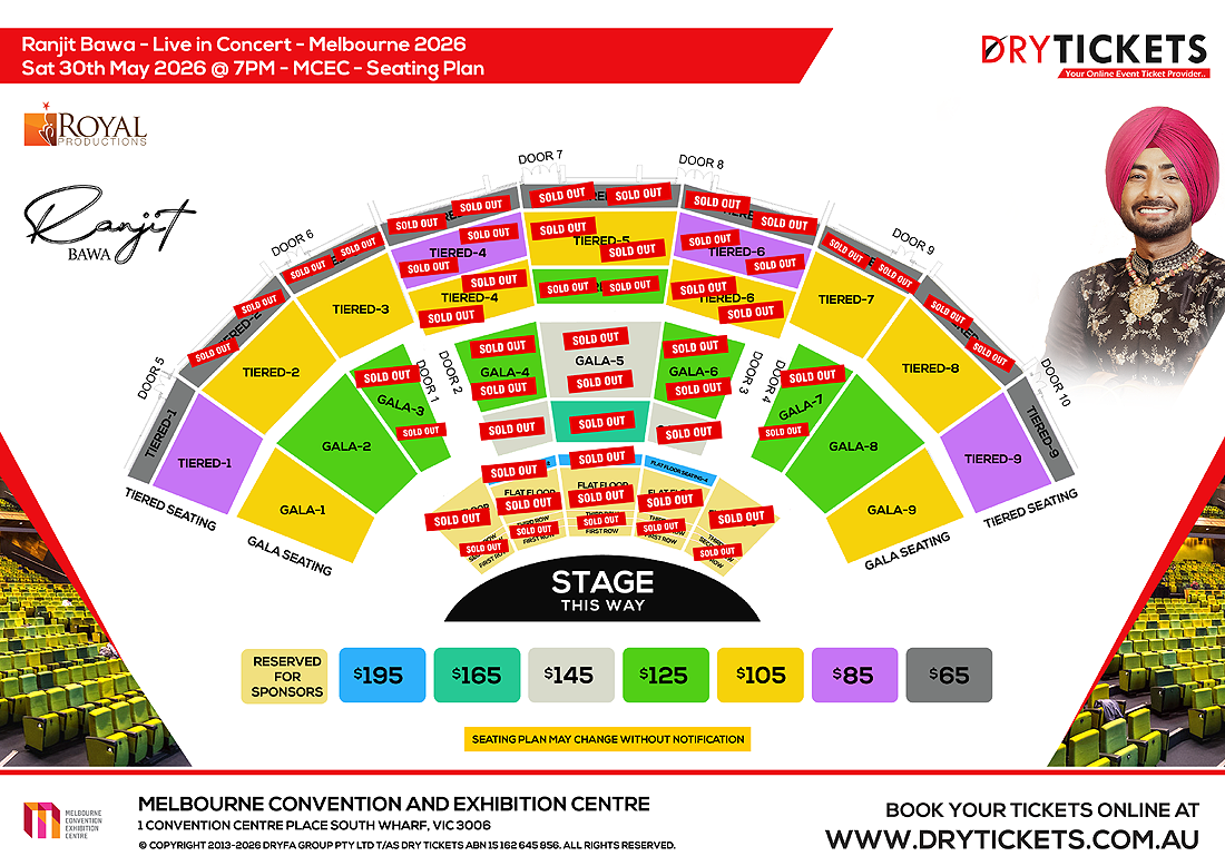 Ranjit Bawa Live In Melbourne 2026 Seating Map