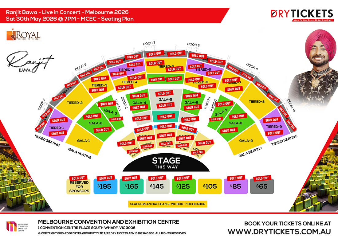 Ranjit Bawa Live In Melbourne 2026 Seating Map