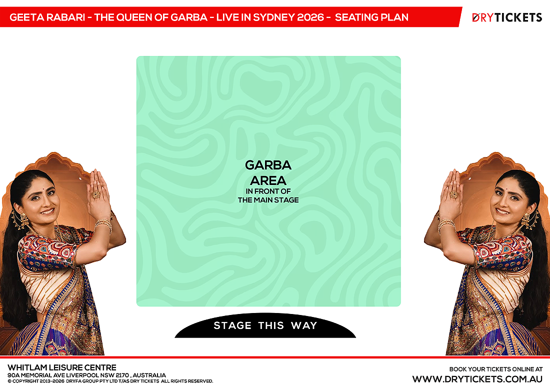 Geeta Rabari - The Queen of Garba - Live in Sydney 2026 Seating Map