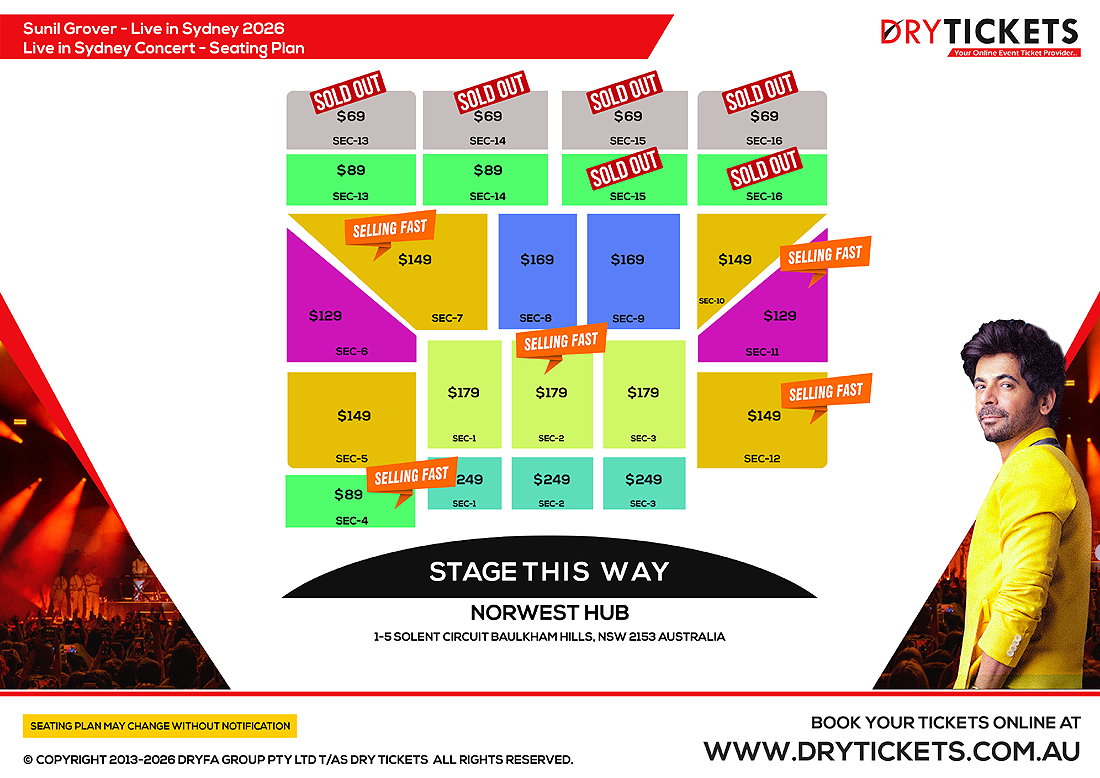 Sunil Grover Live In Sydney 2026 Seating Map