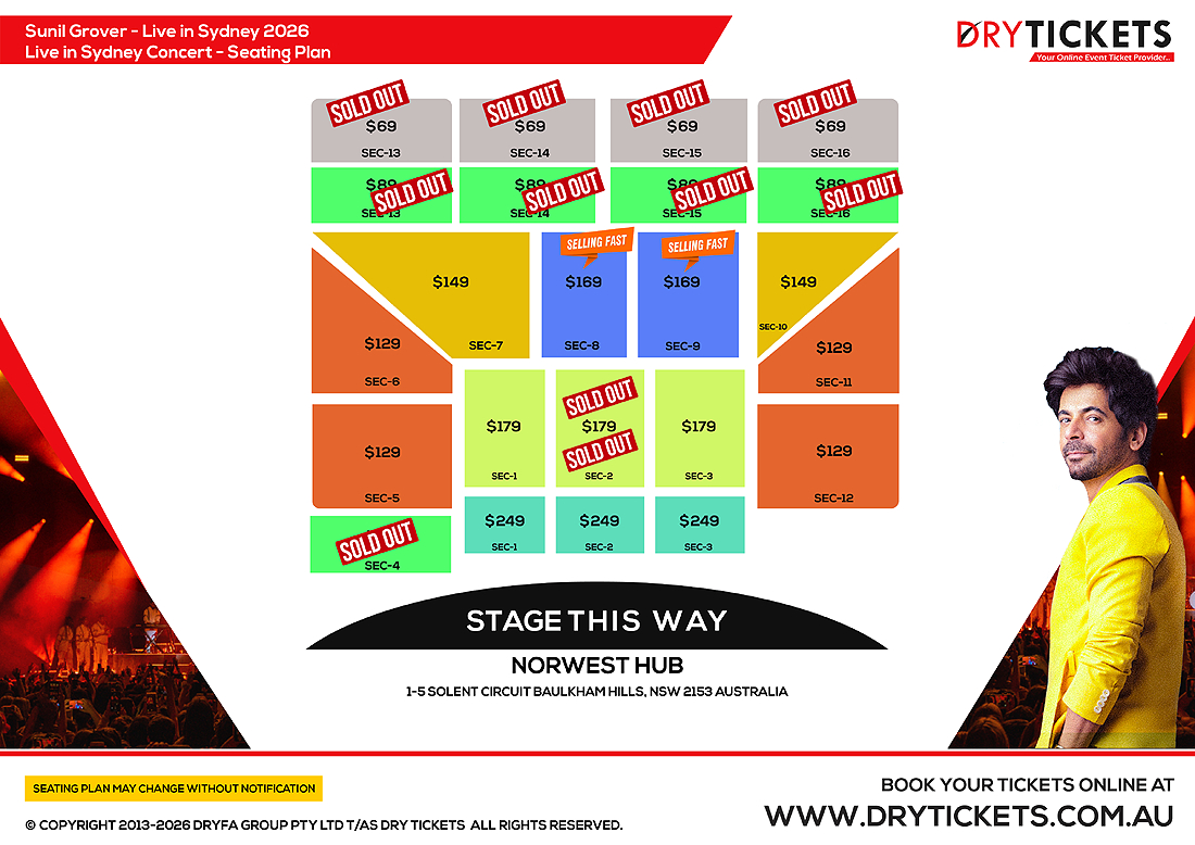 Sunil Grover Live In Sydney 2026 Seating Map