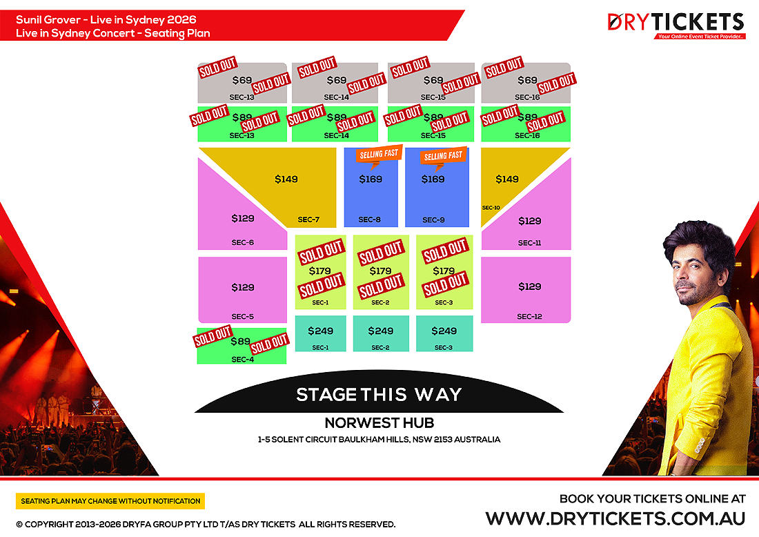 Sunil Grover Live In Sydney 2026 Seating Map