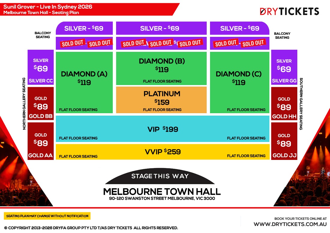 Sunil Grover Live In Melbourne 2026 Seating Map