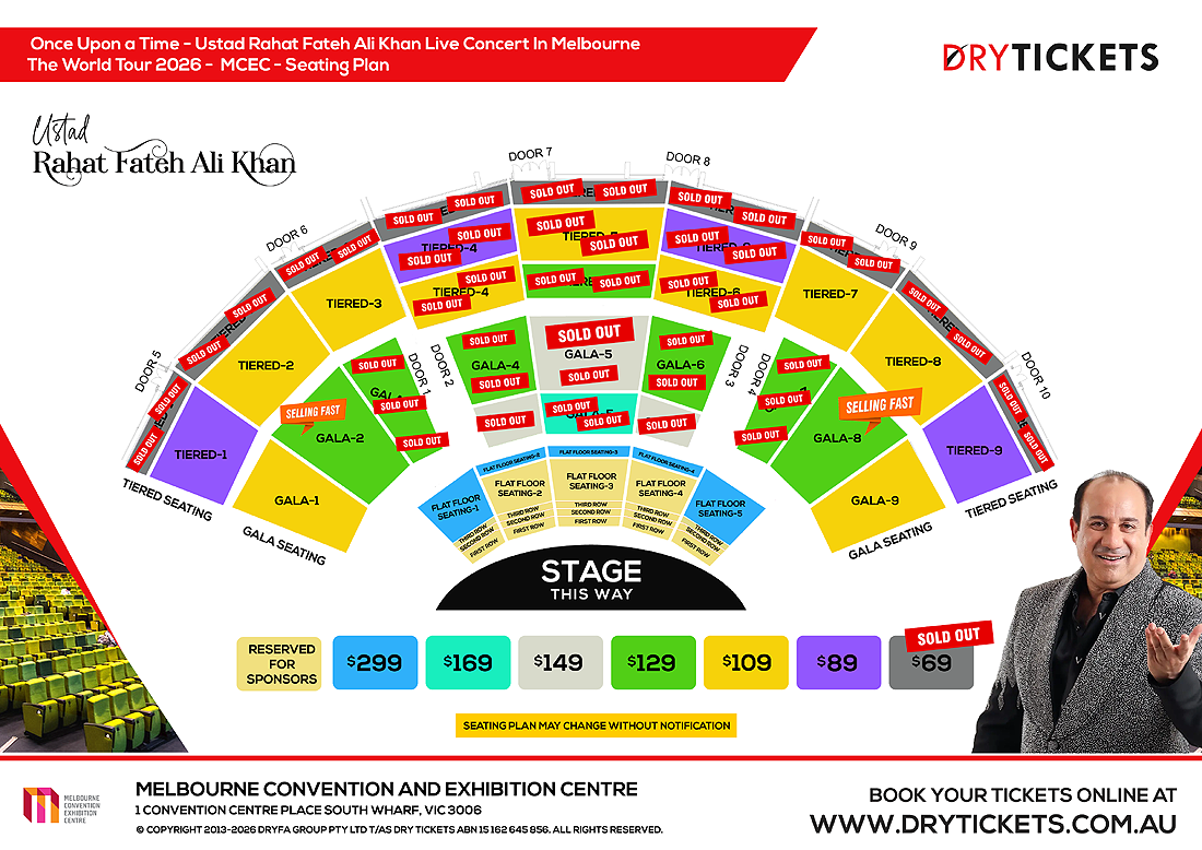 Once Upon a Time - Ustad Rahat Fateh Ali Khan Live Concert In Melbourne - The World Tour 2026 Seating Map