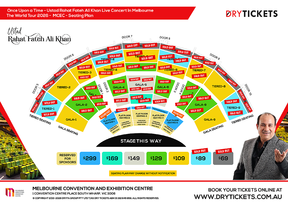 Once Upon a Time - Ustad Rahat Fateh Ali Khan Live Concert In Melbourne - The World Tour 2026 Seating Map
