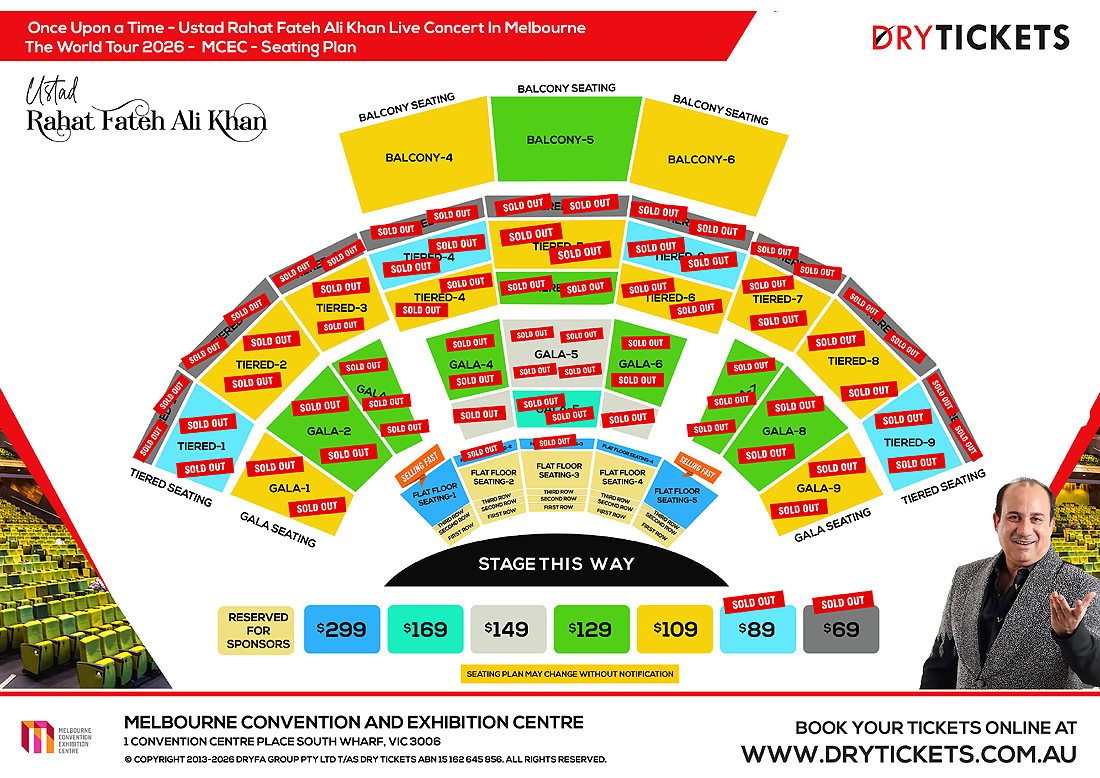 Once Upon a Time - Ustad Rahat Fateh Ali Khan Live Concert In Melbourne - The World Tour 2026 Seating Map
