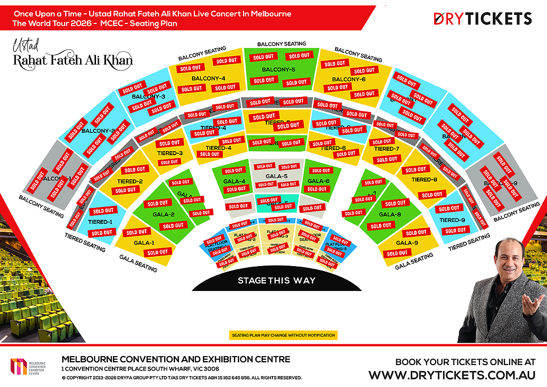 Once Upon a Time - Ustad Rahat Fateh Ali Khan Live Concert In Melbourne - The World Tour 2026 Seating Map