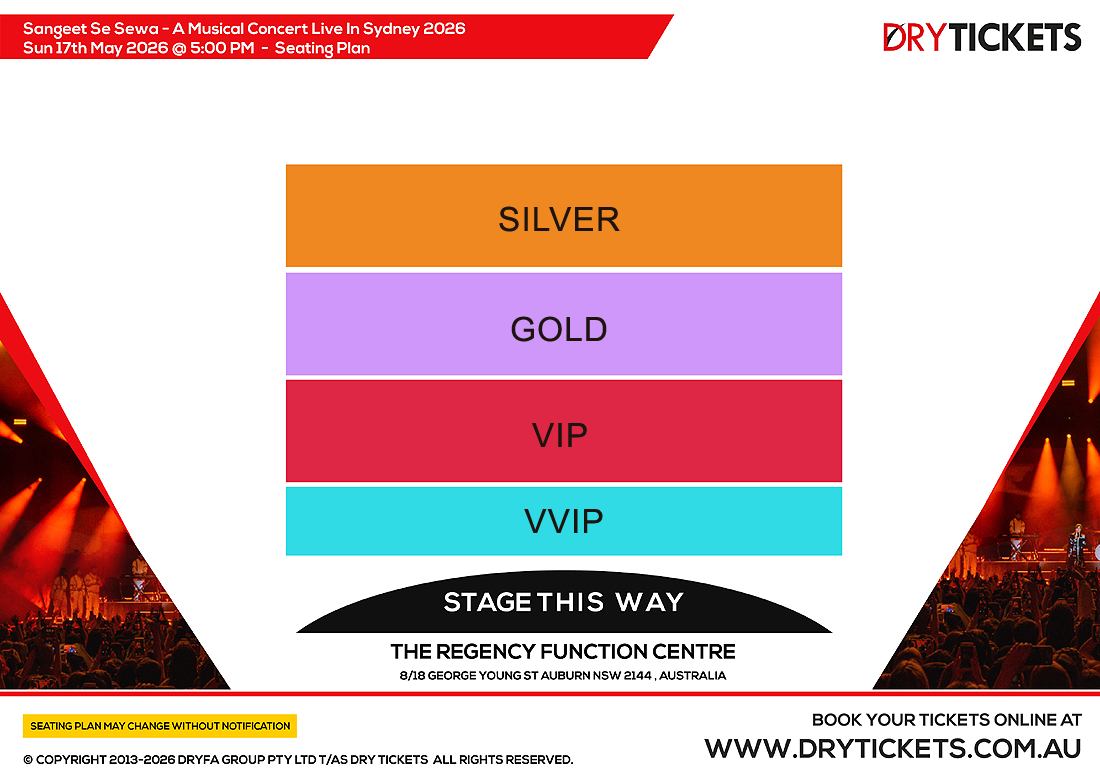 Sangeet Se Sewa - A Musical Concert Live In Sydney 2026 Seating Map