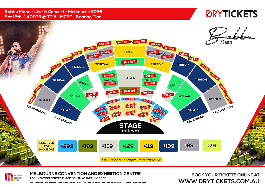 Babbu Maan Live In Melbourne 2026 Seating Map