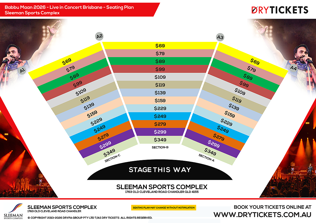 Babbu Maan Live In Brisbane 2026 Seating Map