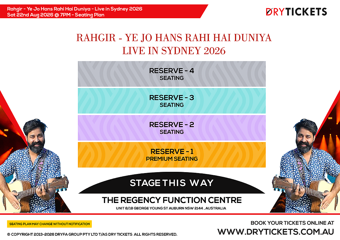 Rahgir - Ye Jo Hans Rahi Hai Duniya - Live in Sydney 2026 Seating Map