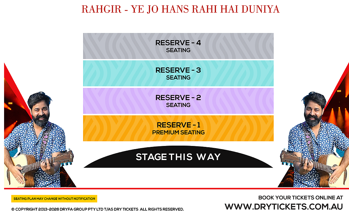 Rahgir - Ye Jo Hans Rahi Hai Duniya - Live in Melbourne 2026 Seating Map