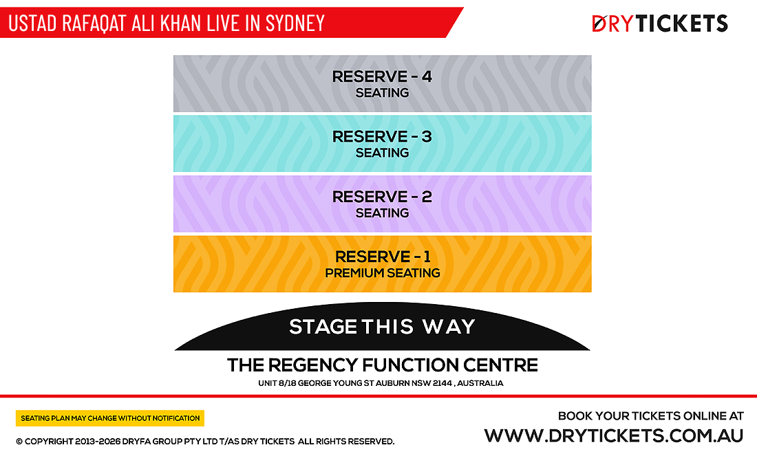 Ustad Rafaqat Ali Khan Live In Sydney Seating Map