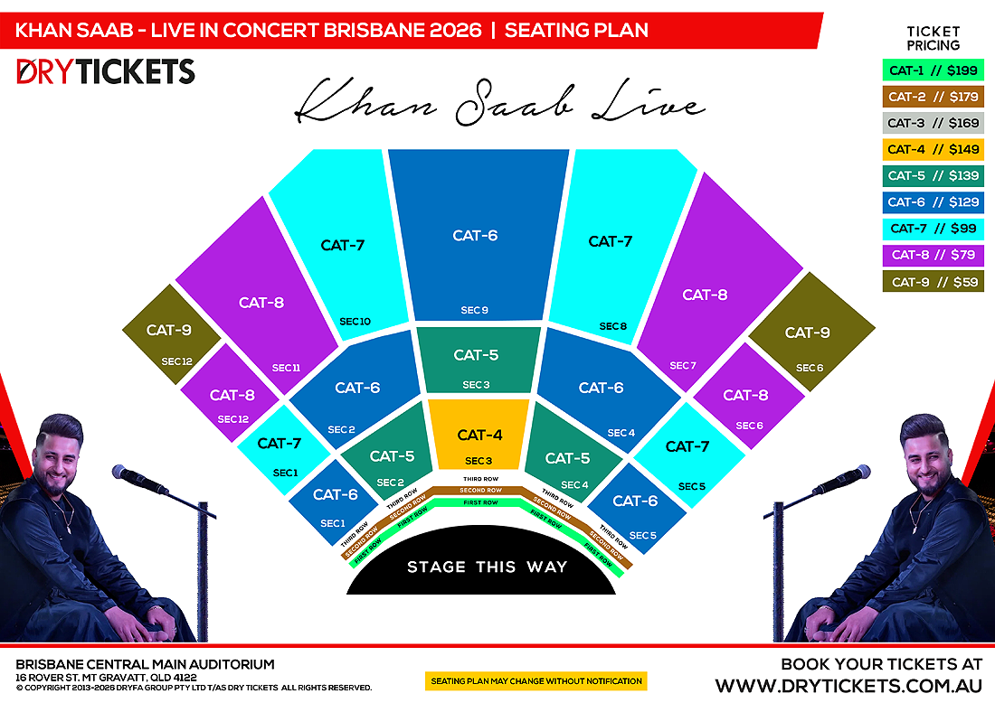 KHAN SAAB - Live In Concert Brisbane 2026 Seating Map