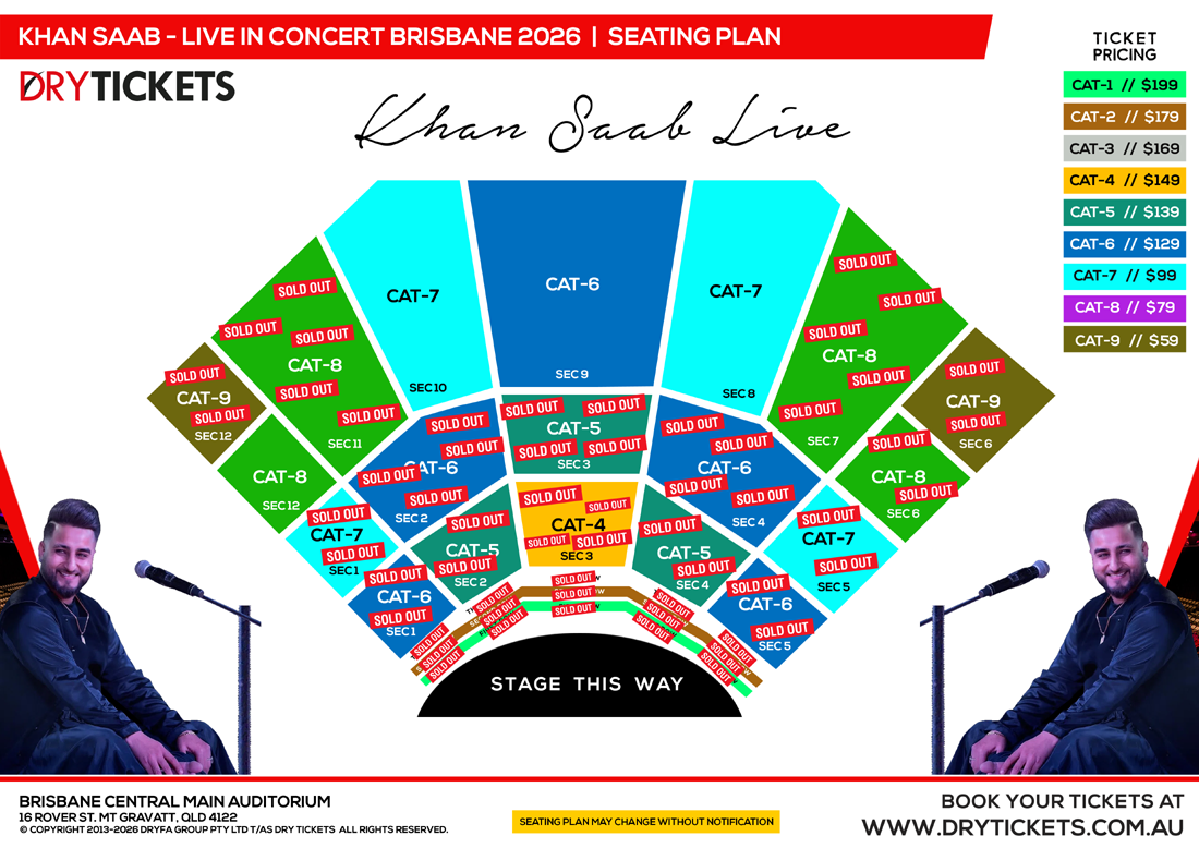 KHAN SAAB - Live In Concert Brisbane 2026 Seating Map