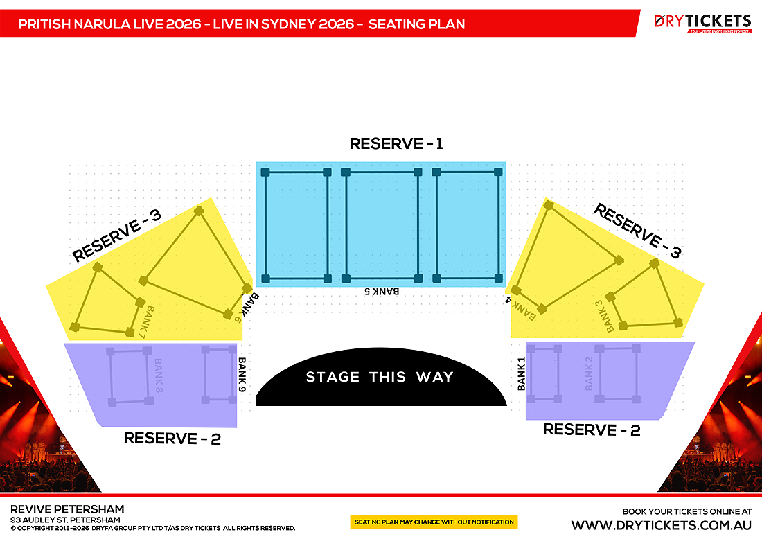 Pritish Narula Live 2026 - Sydney Seating Map