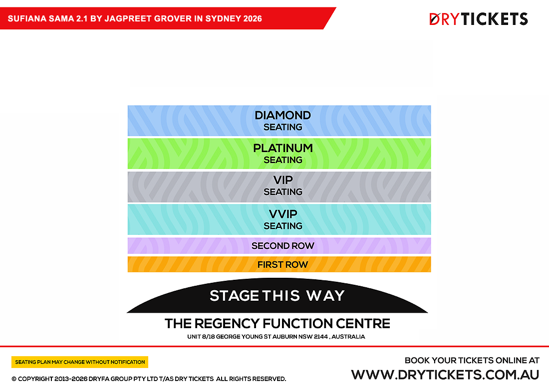 Sufiana Sama 2.1 by Jagpreet Grover In Sydney 2026 Seating Map