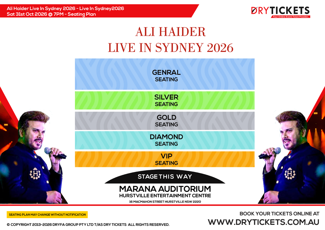 Ali Haider Live In Sydney 2026 Seating Map