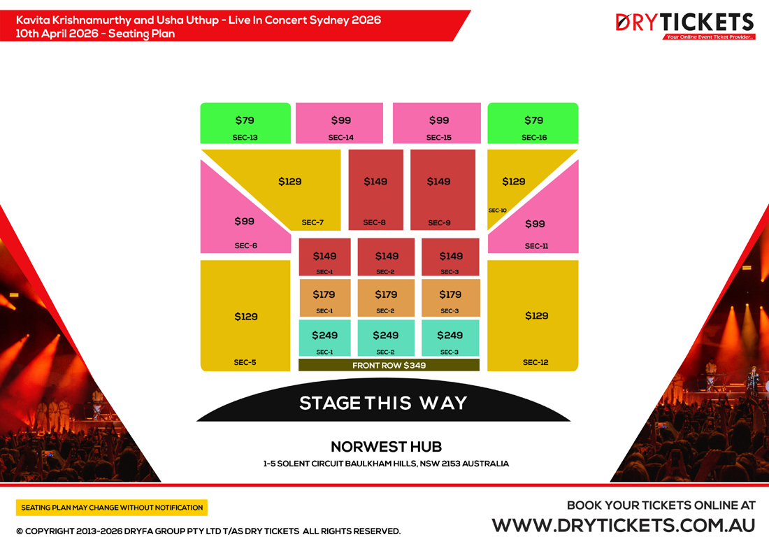 Kavita Krishnamurthy and Usha Uthup - Live in Concert - Sydney 2027 Seating Map