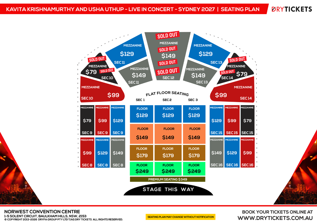 Kavita Krishnamurthy & Usha Uthup Live In Sydney 2027 Seating Map