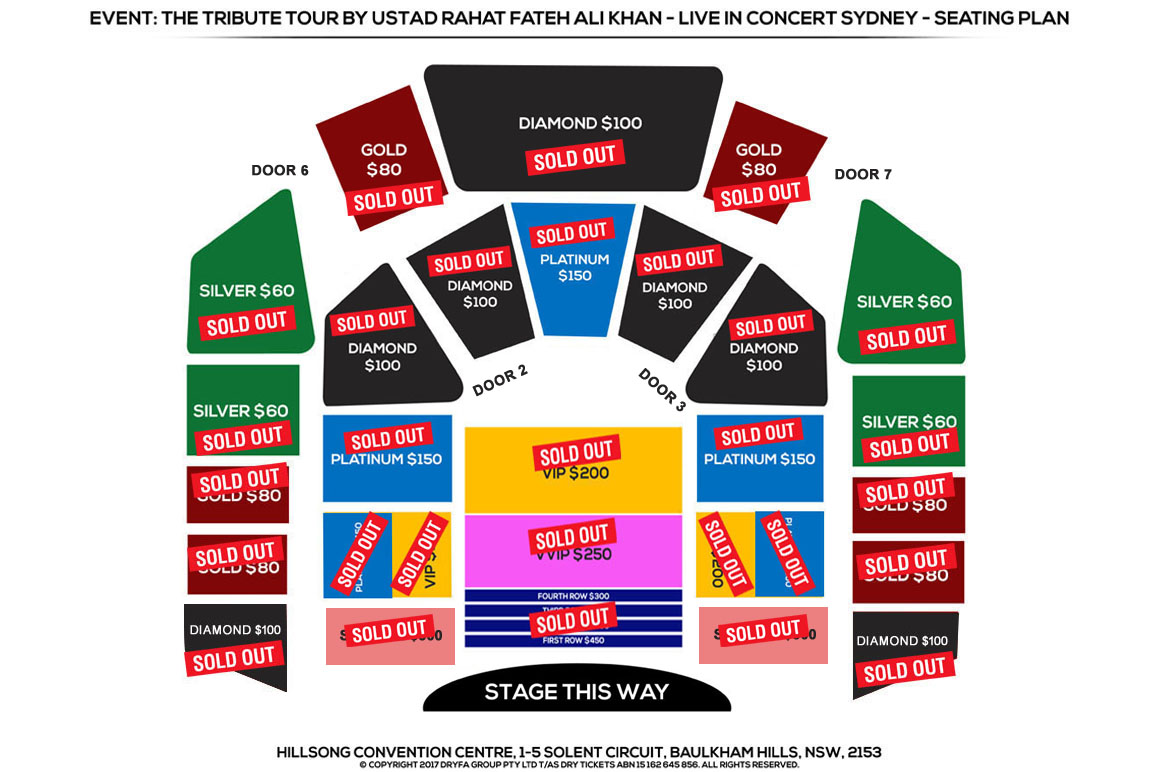 The Tribute Tour by Ustad Rahat Fateh Ali Khan In Sydney 2017 Seating Map