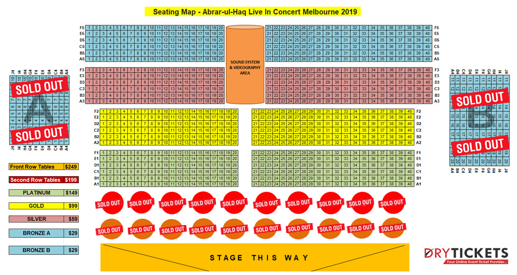 Abrar-ul-Haq Live In Concert Melbourne 2019 Seating Map