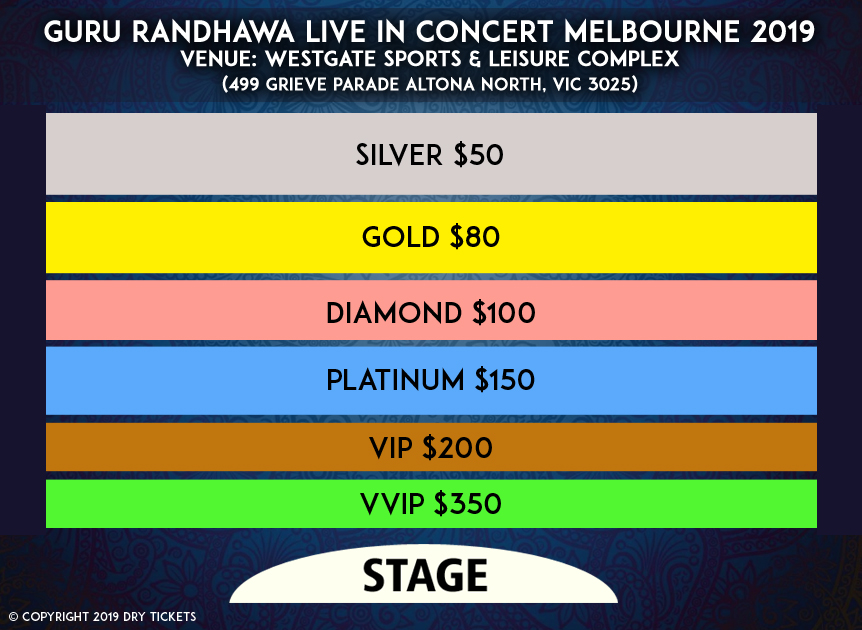 Guru Randhawa Live In Concert Melbourne 2019 Seating Map